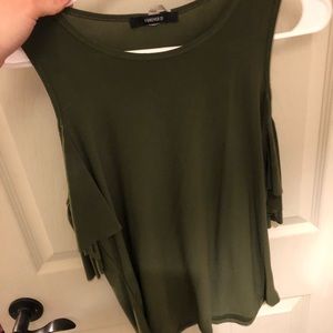 Off the shoulder green blouse